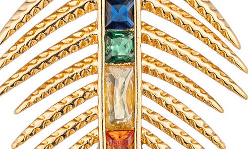 Eye Candy Los Angeles Sylvia Multicolor Cubic Zirconia Leaf Drop Earrings In Gold
