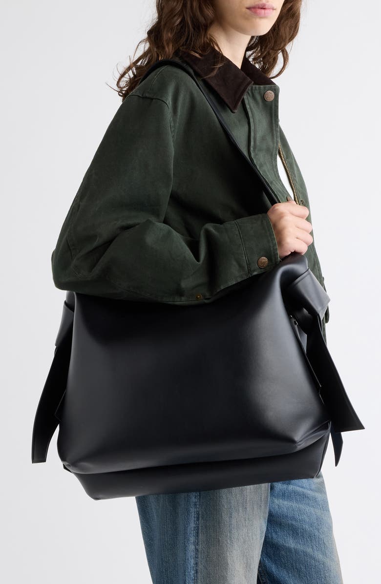 Acne Studios Midi Musubi Leather Bag, Alternate, color, Black