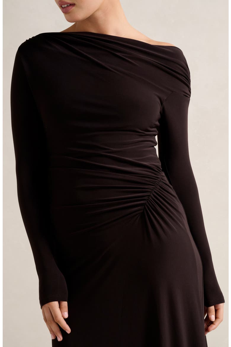 Dixie One-Shoulder Long Sleeve Ruched Maxi Dress, Alternate, color, DARK PLUM