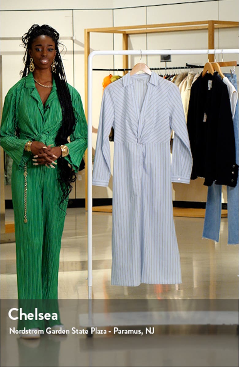 Irie Stripe Long Sleeve Cotton Blend Midi Shirtdress, sales video thumbnail