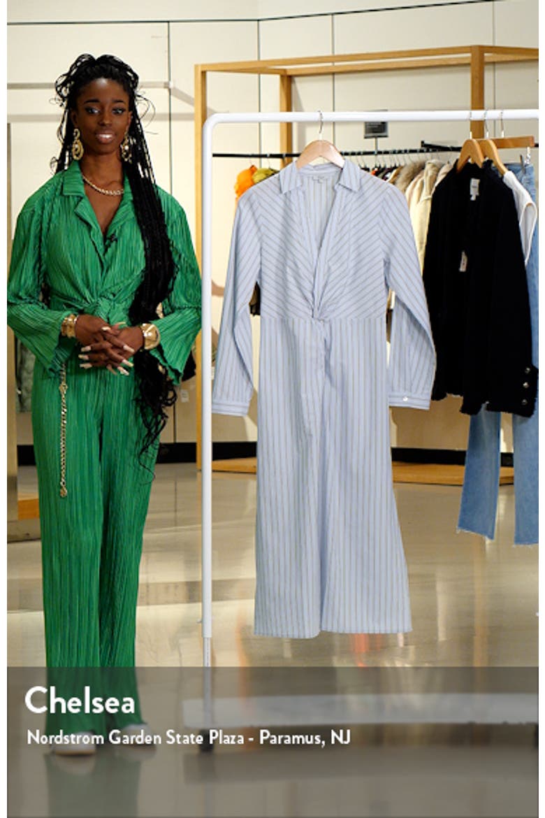 Irie Stripe Long Sleeve Cotton Blend Midi Shirtdress video