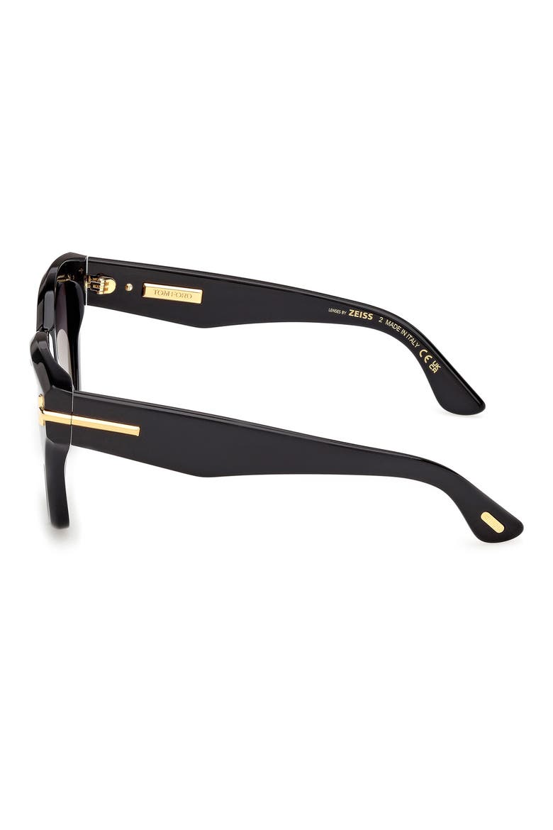 53mm Gradient Butterfly Sunglasses, Alternate, color, BLACK / BAGUETTE / SMOKE LENS