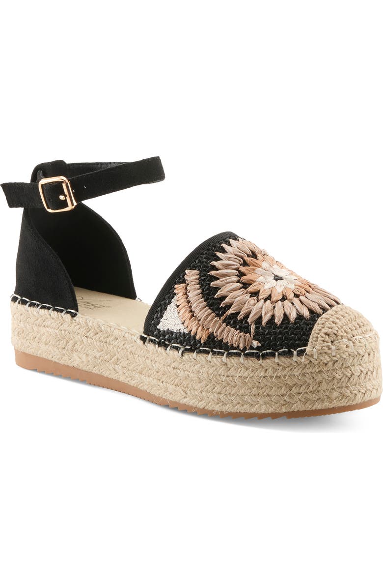 AZURA BY SPRING STEP Endless Luv Espadrille Platform Sandal, Main, color, Black Multi