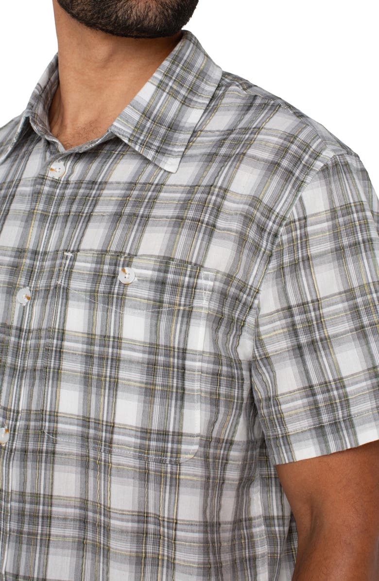 Liverpool Los Angeles Plaid Short Sleeve Button-Up Shirt, Alternate, color, 