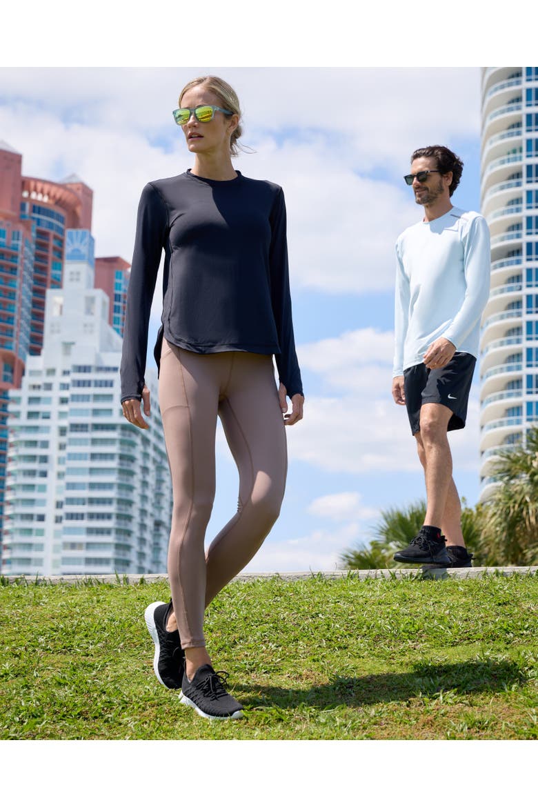 Women's Compression Long Leggings with Sun and UV Protection, Alternate, color, Mocha