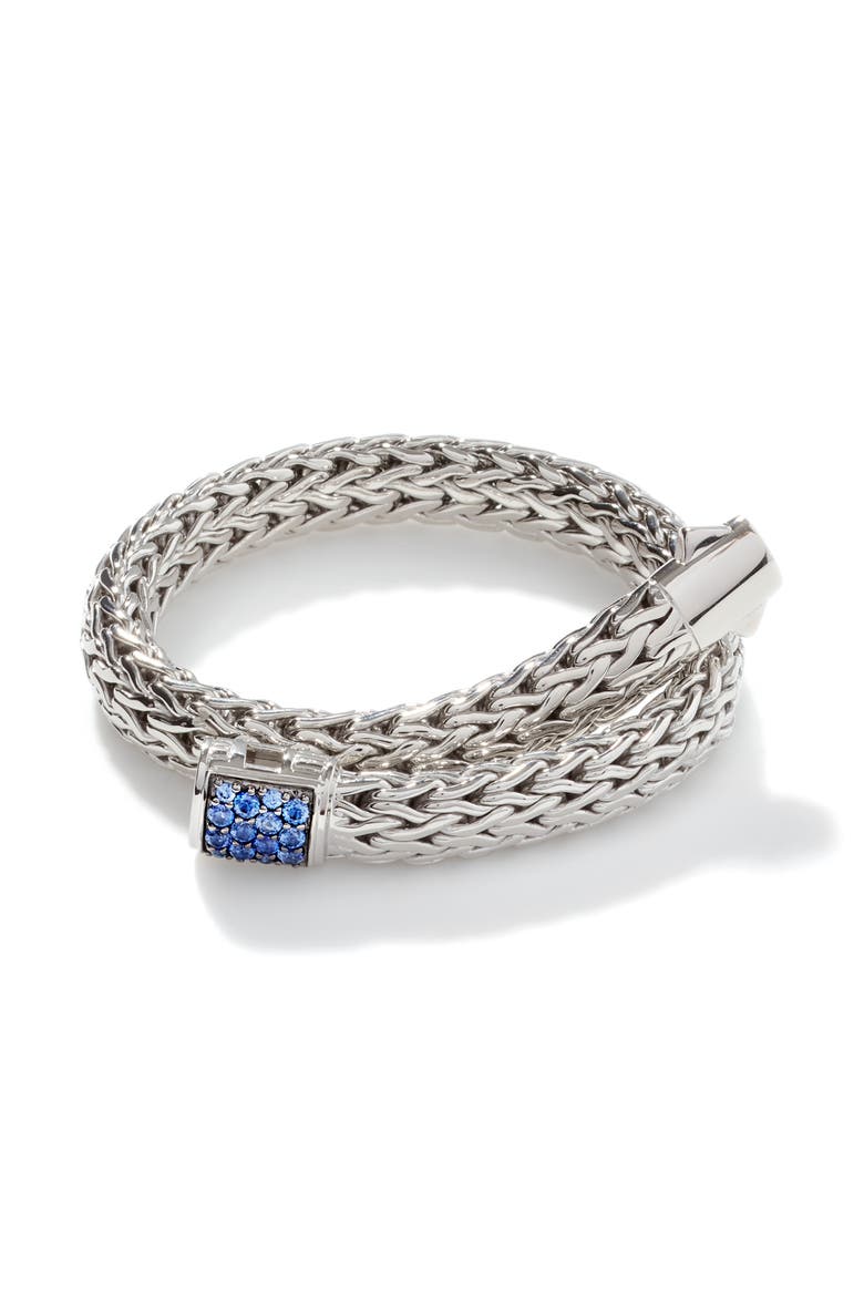 Icon Bracelet, 7.5mm, Alternate, color, SILVER/BLUE DIAMONDS
