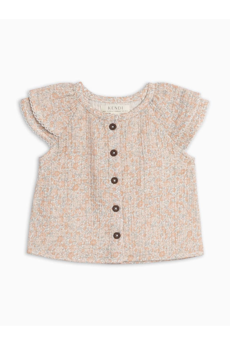 Organic Nelly Muslin Ruffle Sleeve Top, Alternate, color, Belmont Floral