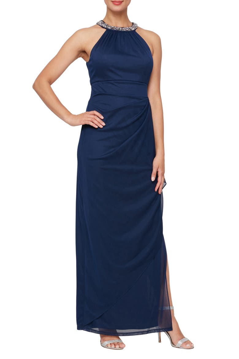 Embellished Halter Ruched Column Formal Gown video