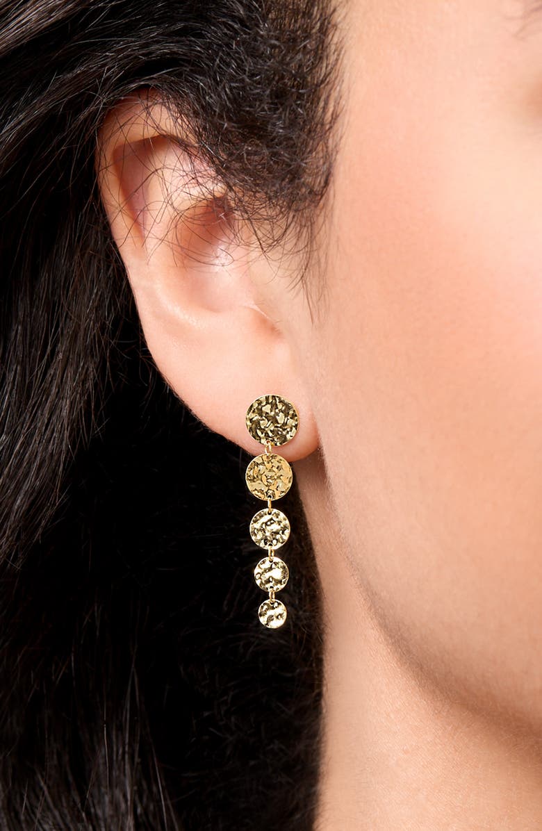 Bony Levy 14K Gold Hammered Disc Drop Earrings, Alternate, color, 14K Yellow Gold