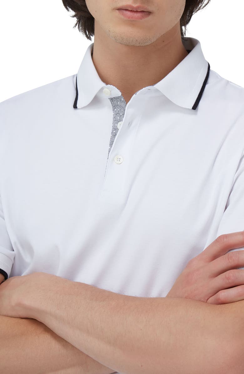 Bugatchi Tipped Contrast Collar Polo, Alternate, color, White
