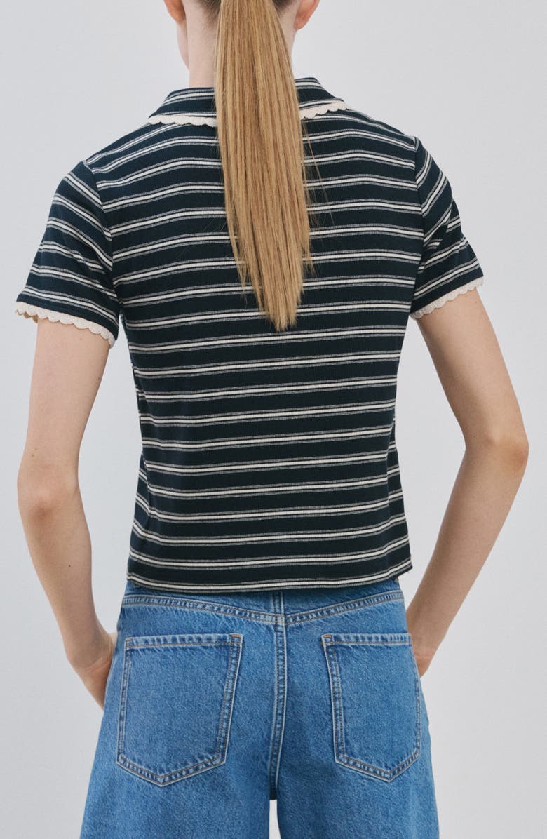 MANGO Stripe Scallop Collar Polo, Alternate, color, 