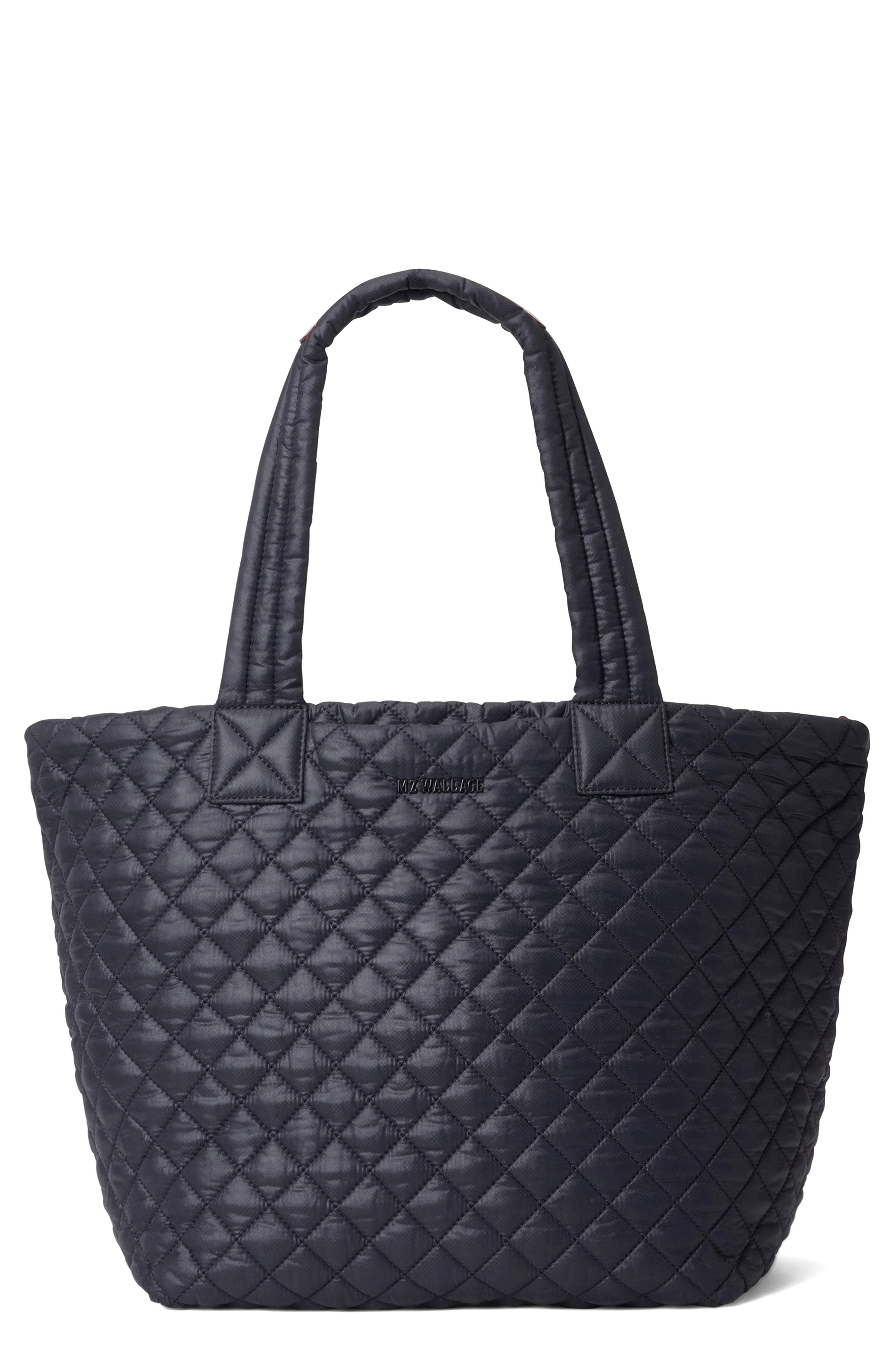 MZ Wallace Medium Metro Deluxe Diamond Quilted Nylon Tote, Main, color, Black