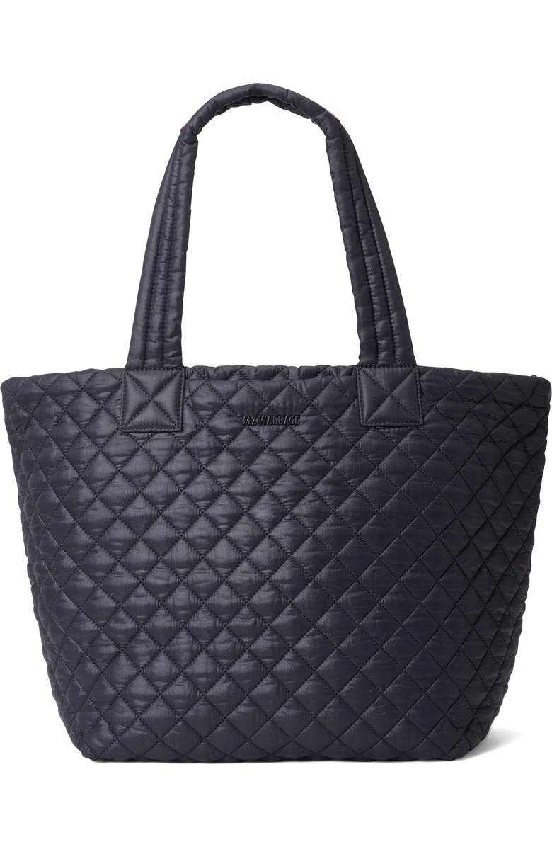 MZ Wallace Medium Metro Deluxe Diamond Quilted Nylon Tote, Main, color, Black