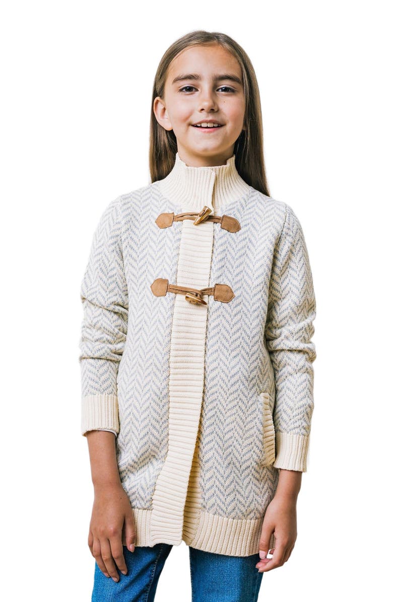 Hope & Henry Girls' Organic Toggle Sweater with Zipper, Kids, Main, color, Gray Herringbone