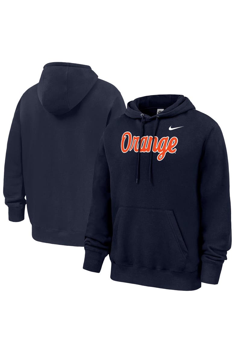 Men's Nike  Navy Syracuse Orange Script Club Fleece Hoodie, Main, color, Navy