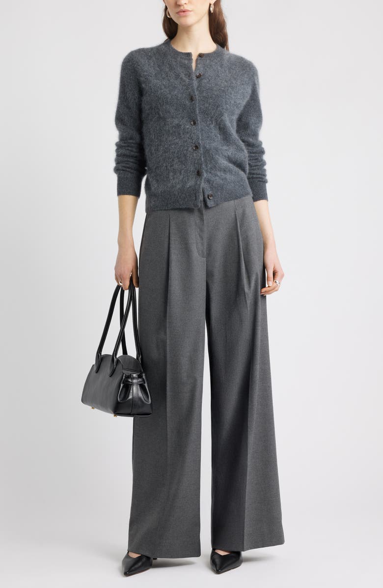 Nordstrom Brushed Cashmere Cardigan, Alternate, color, Grey Onyx Heather