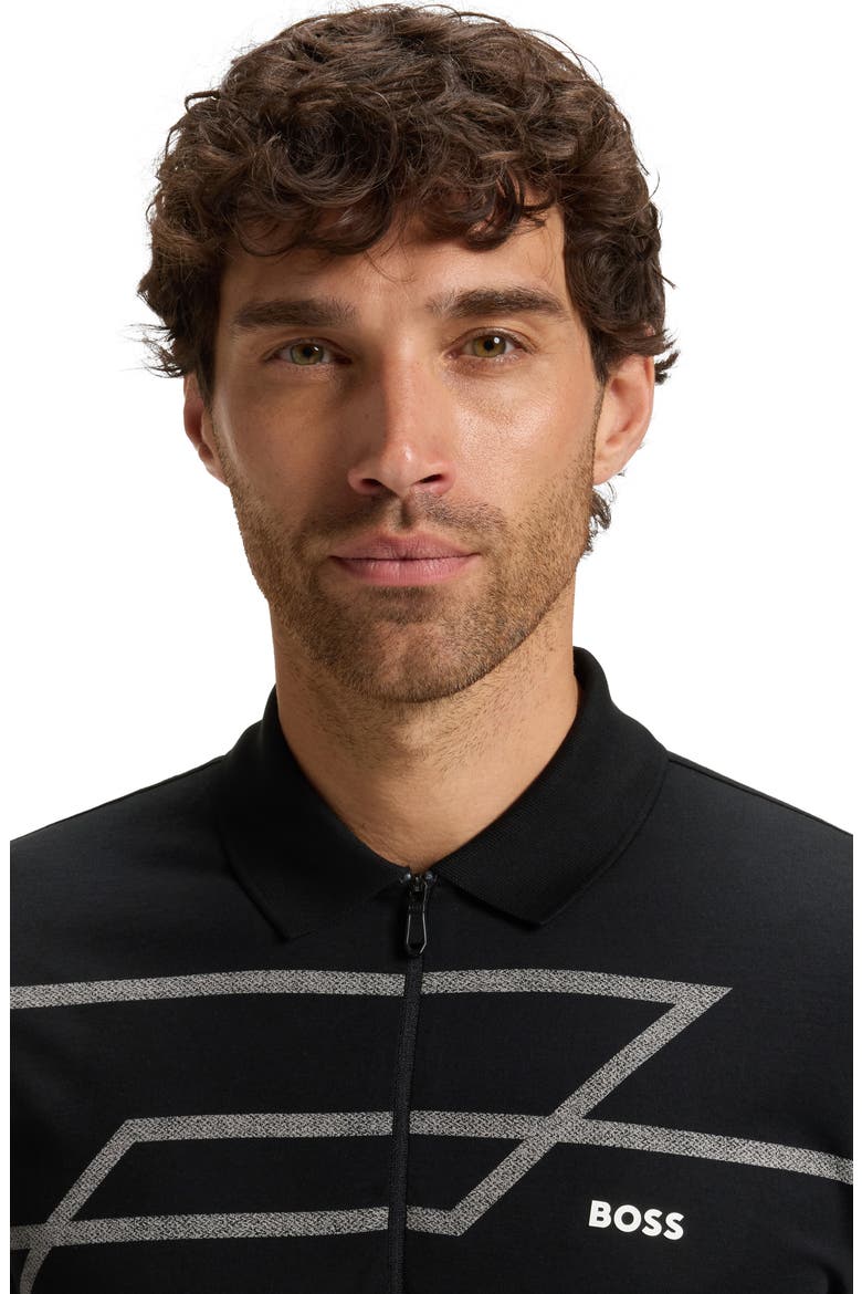 Phlix Geometric Print Cotton Zip Polo (Men) | Nordstrom