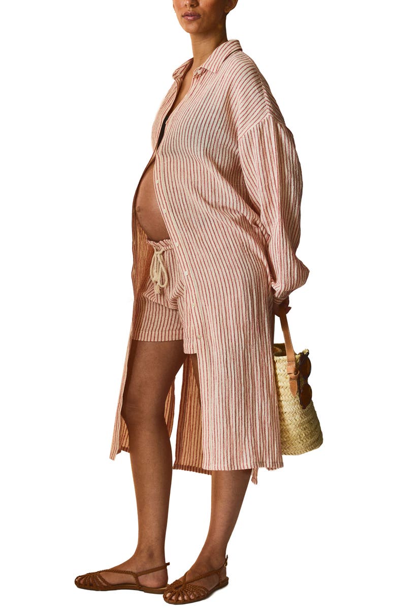 HATCH The Bungalow Striped Shirt Dress, Alternate, color, Red/Cream Stripe