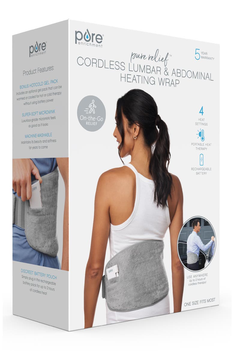 Lumbar & Abdominal Cordless Heating Wrap, Alternate, color, MIST GRAY