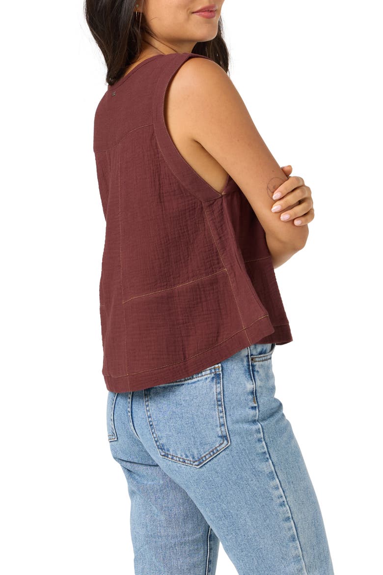 Tasia Cotton Gauze Tank, Alternate, color, CHOCOLATE