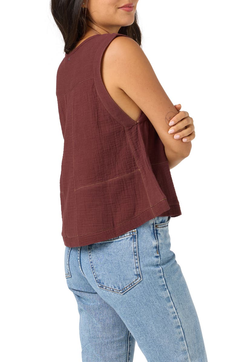 O'Neill Tasia Cotton Gauze Tank, Alternate, color, Chocolate
