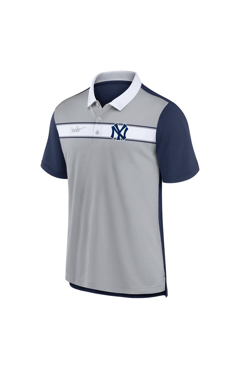 Nike Men's Nike  Gray/Navy New York Yankees Rewind Stripe Polo, Alternate, color, 