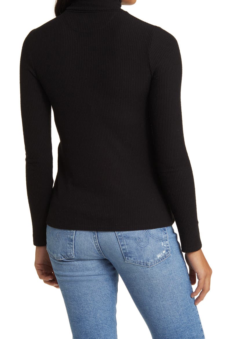 Legend Rib Turtleneck Top, Alternate, color, BLACK