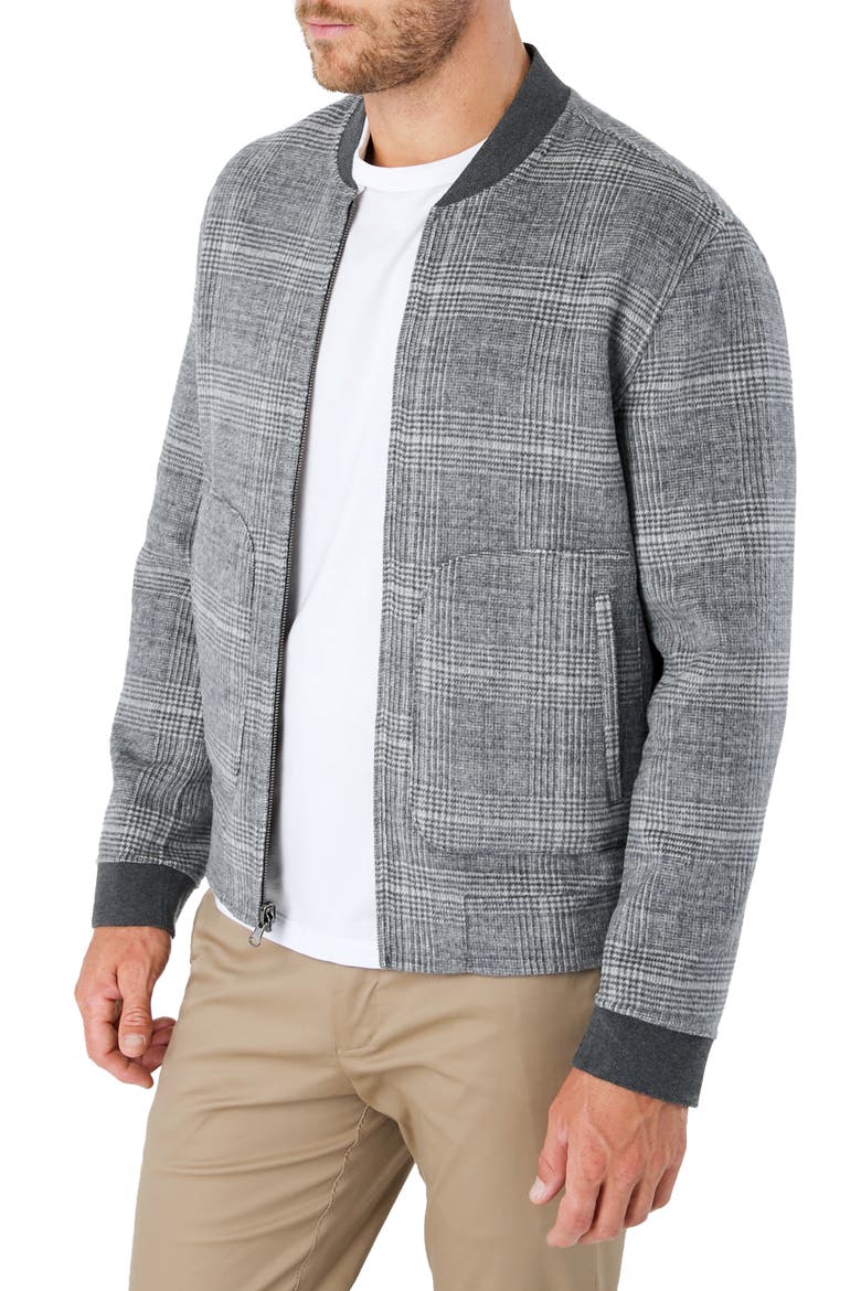 Glasgow Slim Fit Reversible Wool Blend Bomber Jacket, Alternate, color, GREY