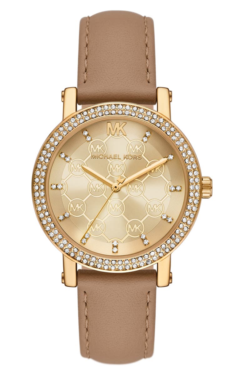 Michael Kors Corey Leather Strap Watch, 28mm, Main, color, 
