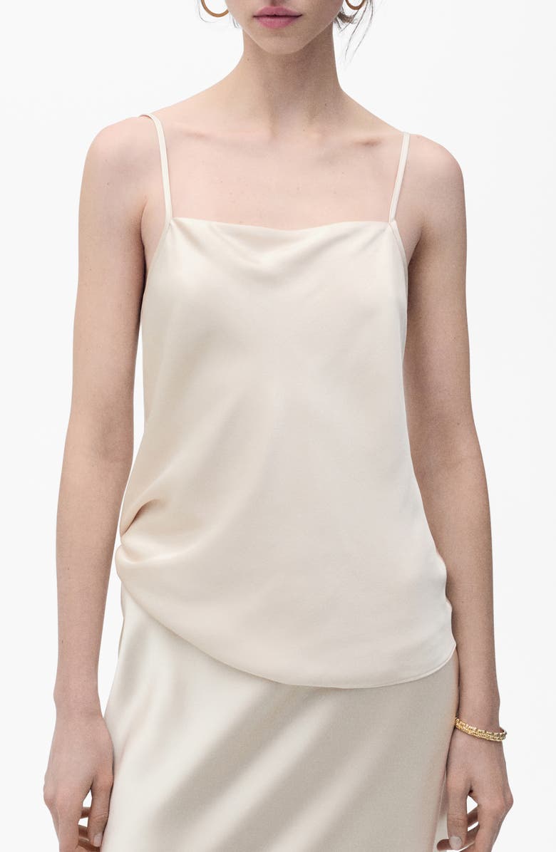 MANGO Draped Satin Camisole, Main, color, 