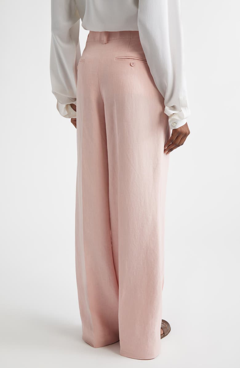 Michael Kors Collection Pleated Linen Wide Leg Pants, Alternate, color, Quartz