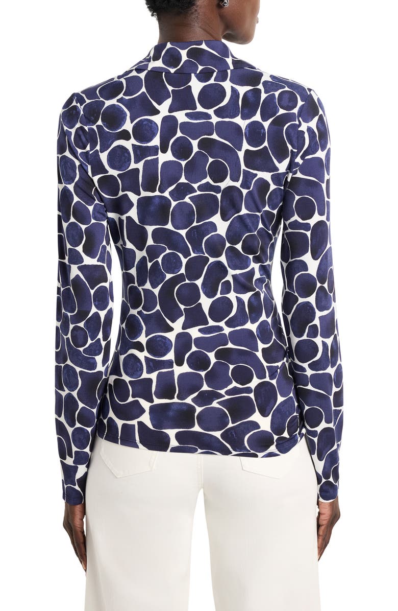 NIC+ZOE Geo Pebble Faux Wrap Top, Alternate, color, Indigo Multi