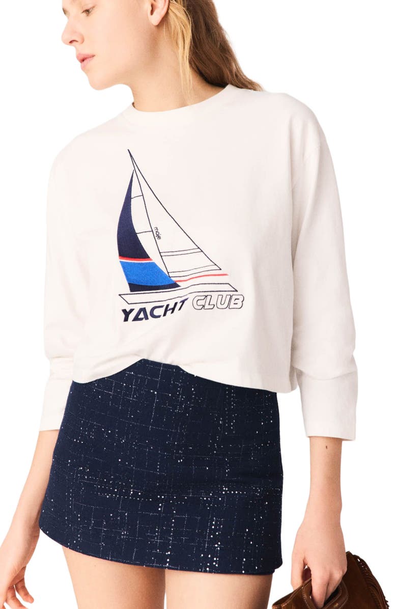 maje Boat print T-shirt, Alternate, color, White