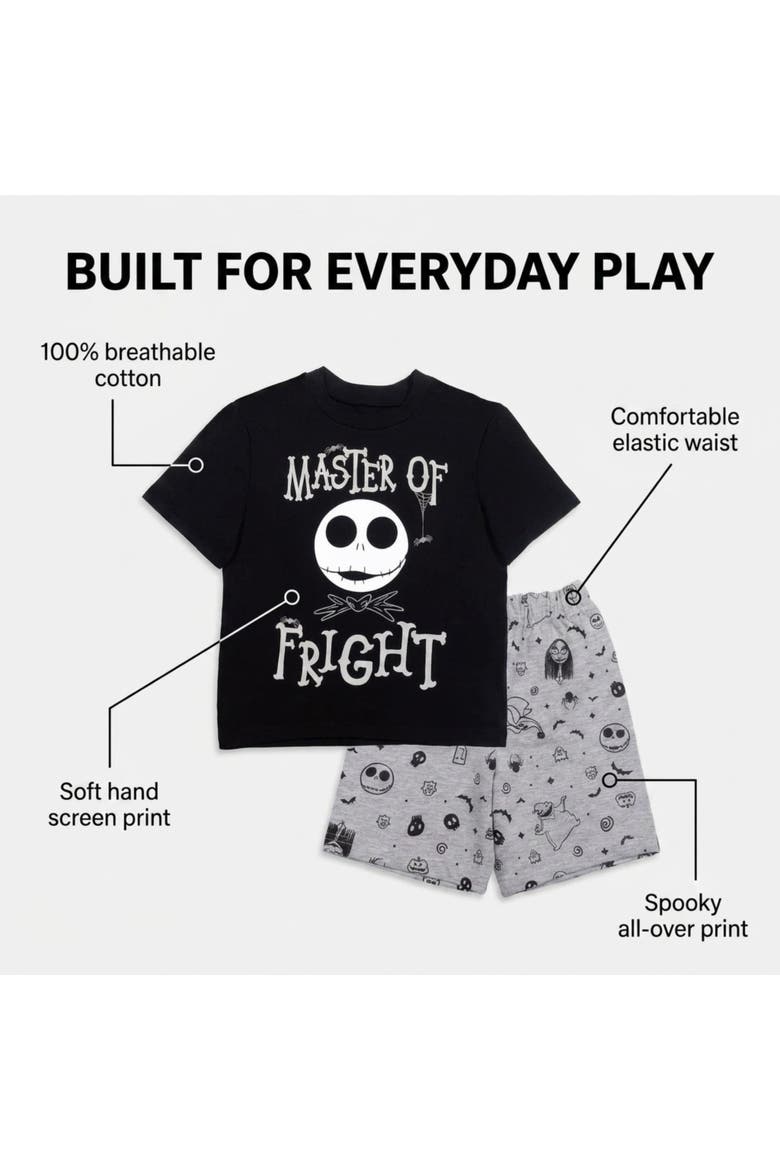 Nightmare Before Christmas Halloween 2-Piece T-Shirt and Shorts Set, Alternate, color, Black Grey Jack