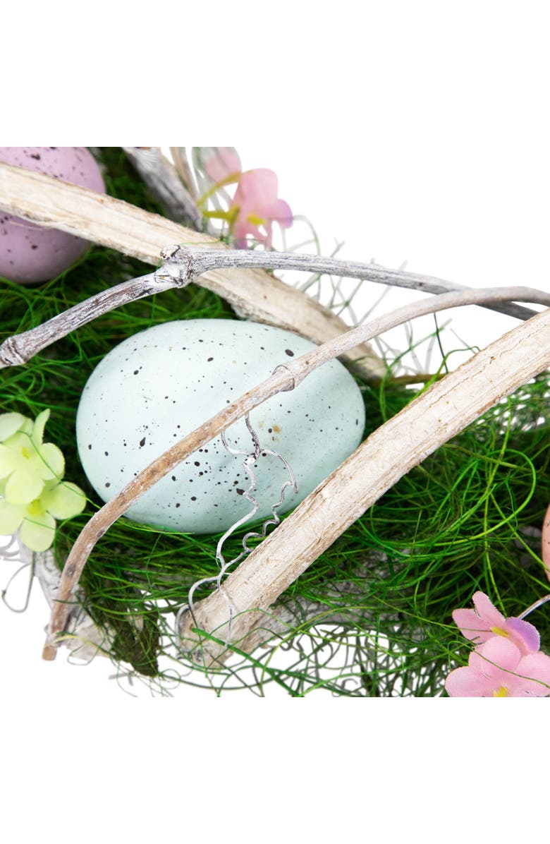 Northlight Speckled Eggs and Spring Flowers Small Artificial Easter Wreath - 15", Alternate, color, Green
