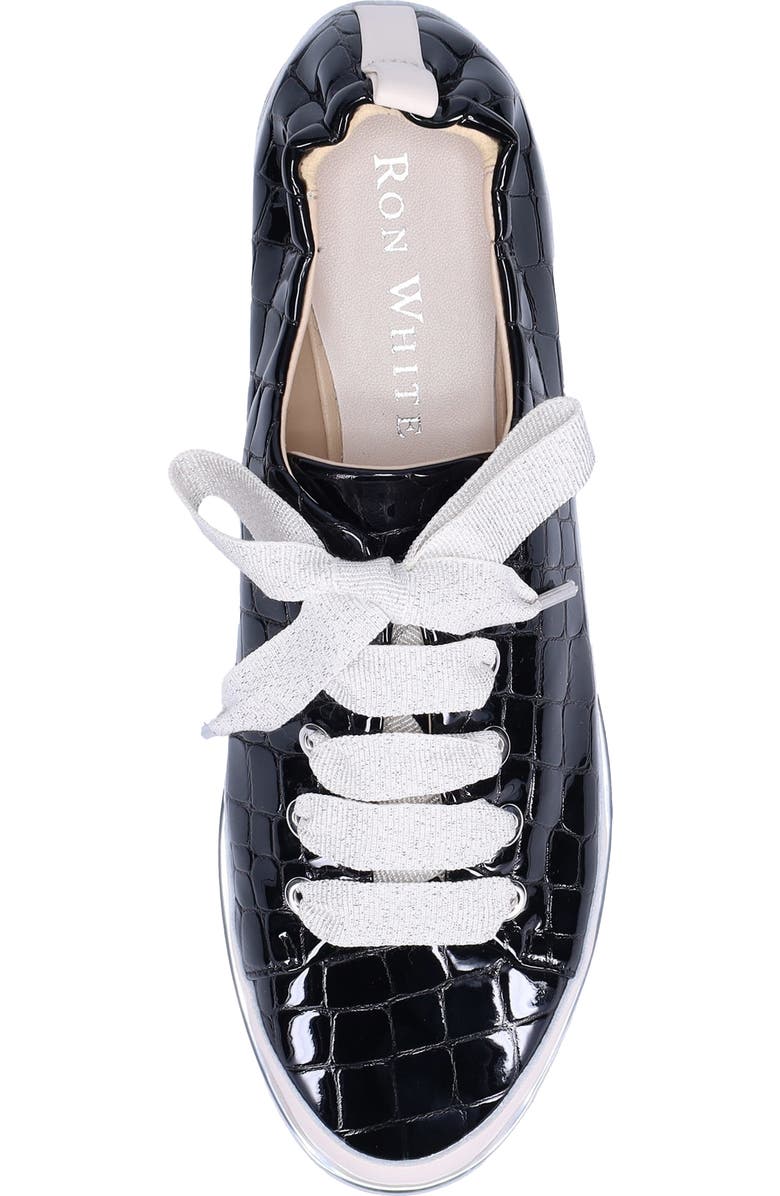 Ron White Novella Avara Croc Embossed Leather Sneaker, Alternate, color, Onyx