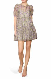MELLODAY Print Voile Babydoll Dress
