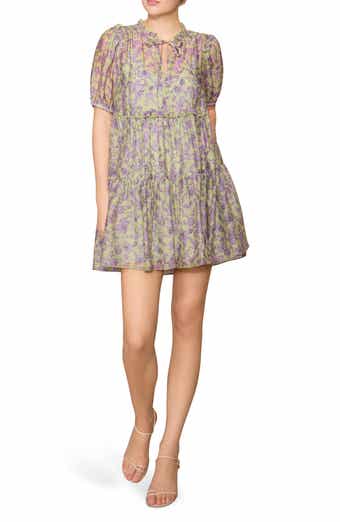 Print Voile Babydoll Dress