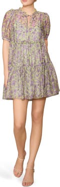 MELLODAY Print Voile Babydoll Dress