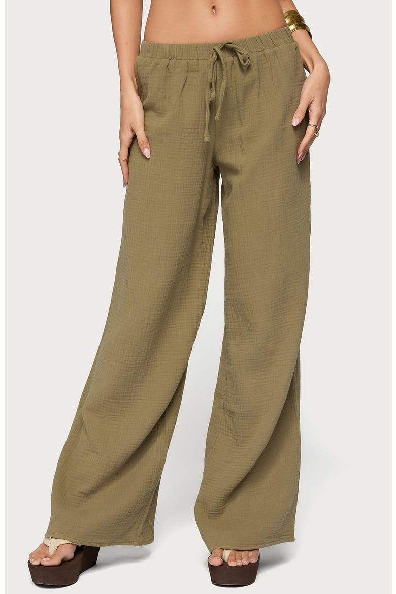 Viktoria Wide Leg Gauze Pants, Main, color, OLIVE