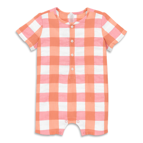 Baby Henley Picnic Shortie In Gingham