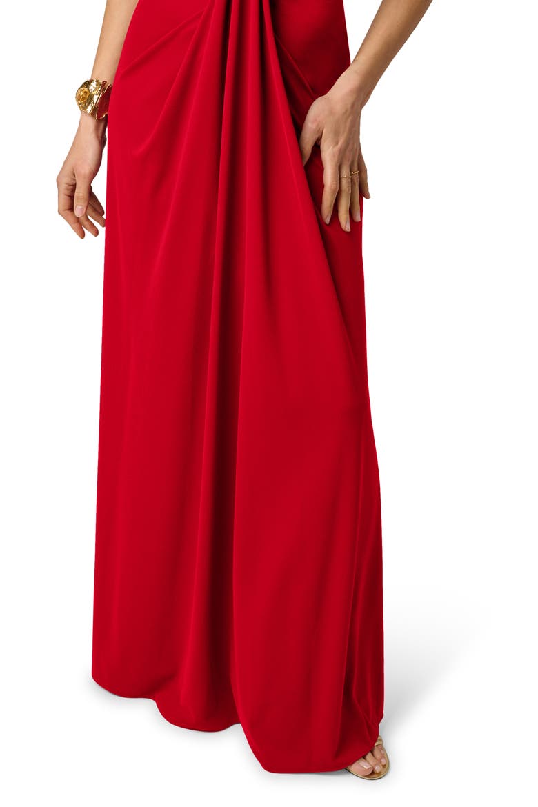Ruched Drape Sleeveless Jersey Gown, Alternate, color, RED