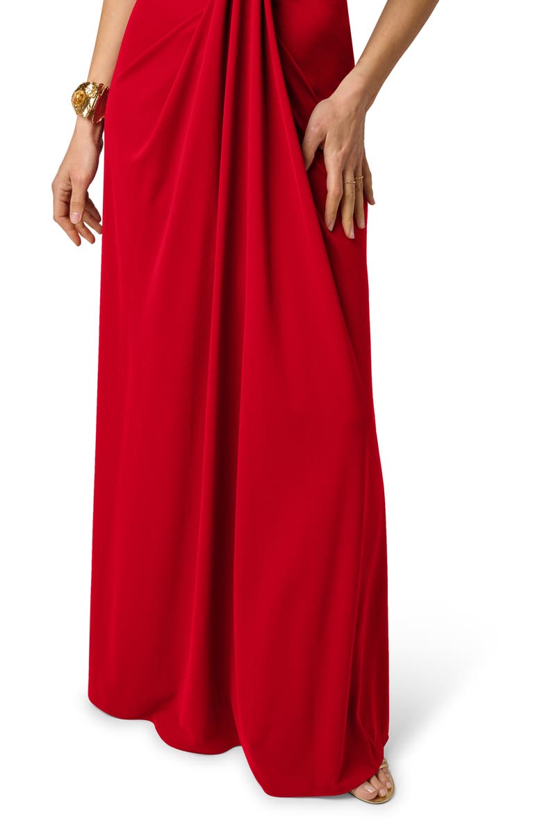 Adrianna Papell Ruched Drape Sleeveless Jersey Gown, Alternate, color, 