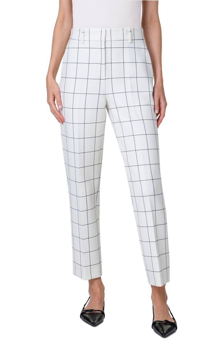 Akris punto Feryn Check Pebble Crepe Tapered Leg Ankle Pants, Main, color,