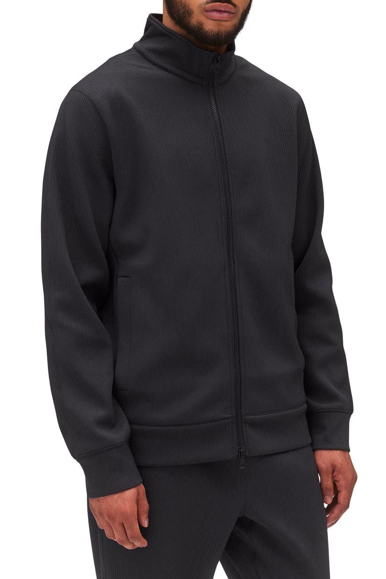 Double Knit Rally Track Jacket, Main, color, BLACK