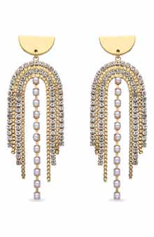 EYE CANDY LOS ANGELES Marie Imitation Pearl & Crystal Fringe Drop Earrings
