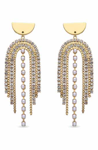 Marie Imitation Pearl & Crystal Fringe Drop Earrings