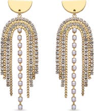 EYE CANDY LOS ANGELES Marie Imitation Pearl & Crystal Fringe Drop Earrings
