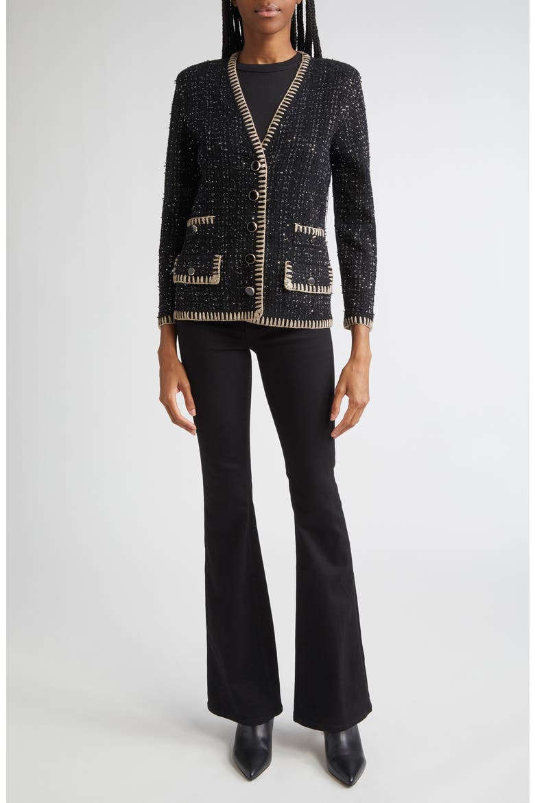 Ceriani Metallic Knit Jacket, Alternate, color, BLACK