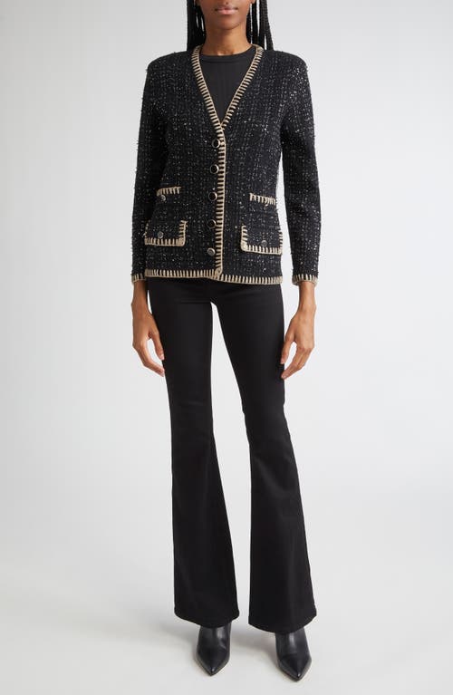 Veronica Beard Ceriani Metallic Knit Jacket In Black
